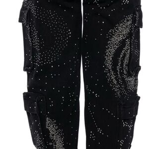 AKIRA Midnight Black Flare Jeans with Silver Accents
